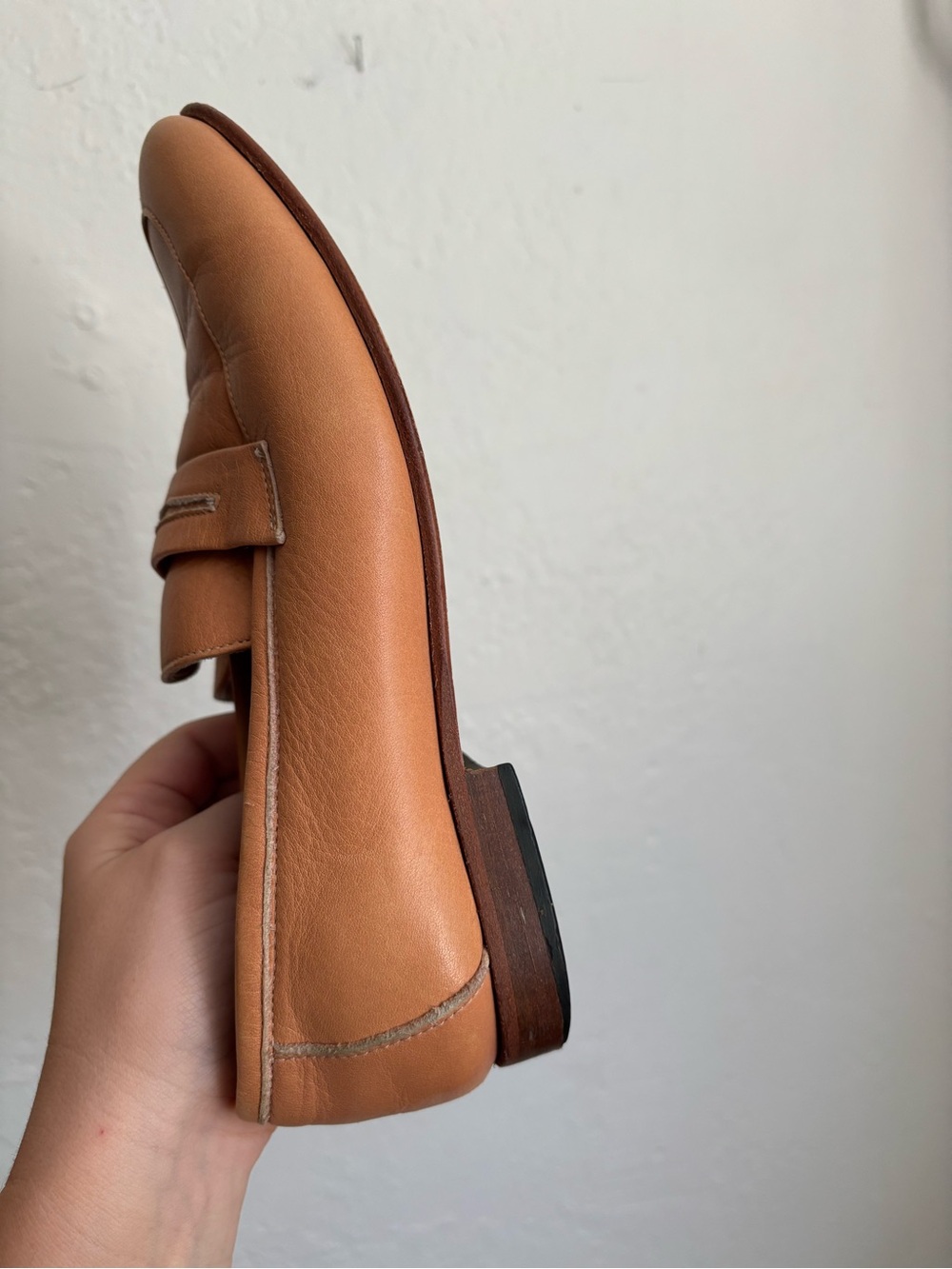 Women's Leather Loafers in Tan — Classic Slip-On Flats - Picture 6 of 10